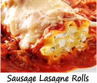 SAUSAGE LASAGNE ROLLS (Min order 4)