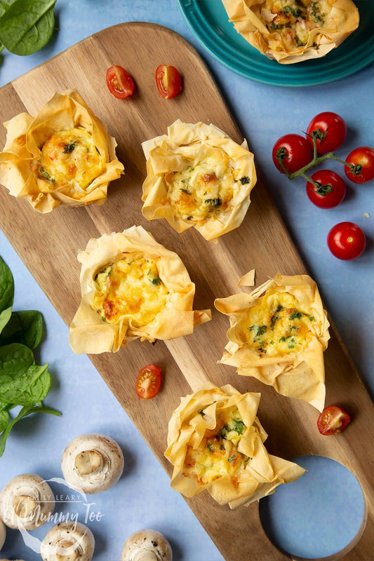 Open phyllo pastry canapé platter
